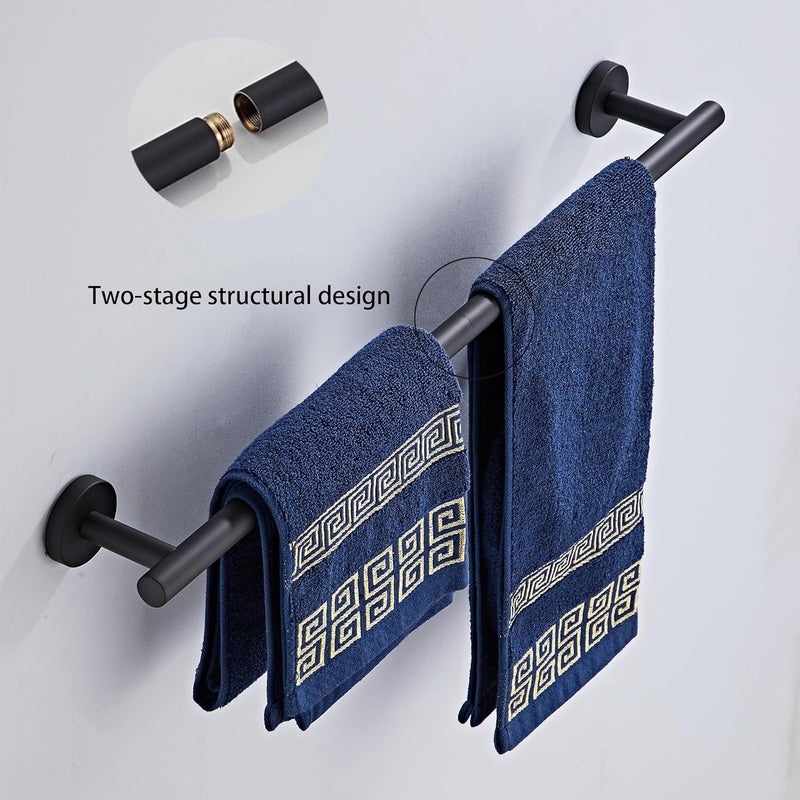 KUUBTH Matte Black Bathroom Hardware Set 5 Piece with Towel Racks for Bathroom, SUS304 Stainless Steel Bath Towel Bar Set, 24 Inch Wall Mounted Accessories Kit… - Image 2